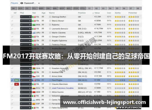 FM2017开联赛攻略:从零开始创建自己的足球帝国